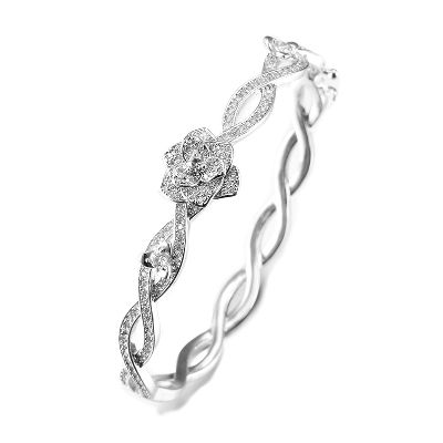Rose flower shaped fashion bracelet bangle, 925 sterling silver jewelry bracelets